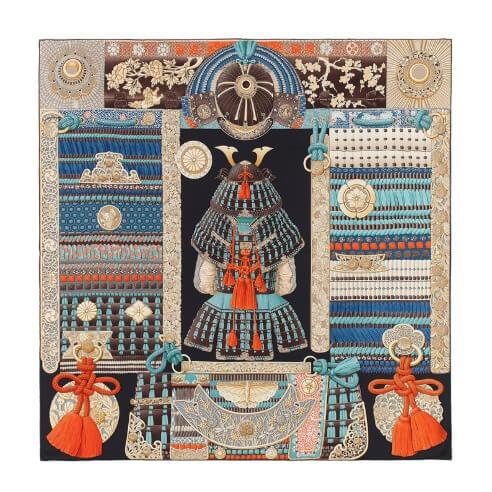 エルメス スカーフコピー カレ90 H003071S 05 侍の鎧兜 Parures de Samourais サムライ ★パリから シルク