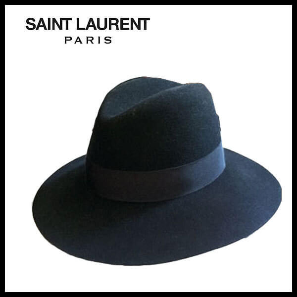 大流行サンローラン 帽子コピー parisサンローラン つば広シルクハット ブラック