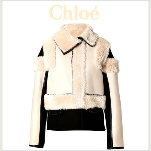 Chloe(クロエ)Lambskin Leather Zip Jacket in Natural クロエ 服 レディース スーパーコピー