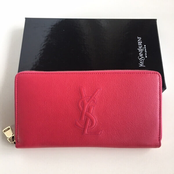 サンローラン 財布コピー ラウンドジップ長財布 ピンク サンローラン より大人気のロゴが型押しされたBDJコレクション