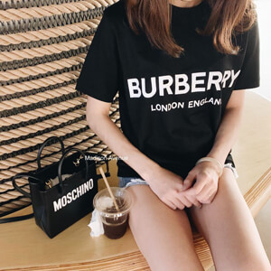 Burberry バーバリー Tシャツ コピー ロゴプリント コットンTシャツ ブラック 8008894