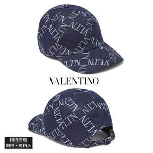 VALENTINO ヴァレンティノ キャップ コピー ロゴ ジャカード デニム キャップ ネイビー 人気