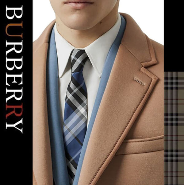 【BURBERRY】ネクタイコピー ブルー チェック シルクジャカード ネクタイ