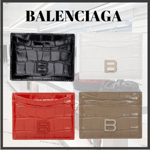 バレンシアガ ミニ財布 クロコ スーパーコピーHourglass カード ケース 4色 202342F037270