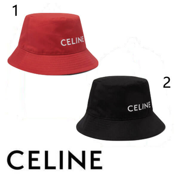 セリーヌ(セリーヌ)メンズ ロゴ プリント バケットハットコピー 帽子