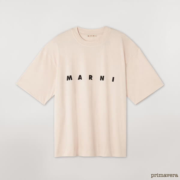 マルニ ジャージー Tシャツコピーロゴ入り ショートスリーブ ピンク